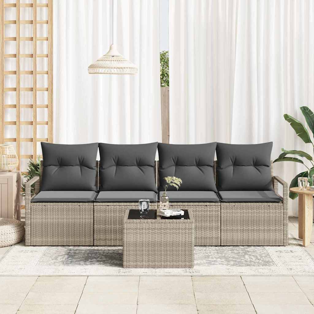 Garten-Sofa-Set 5 pcs Hellgrau und Dunkelgrau 55 x 55 x 37 cm